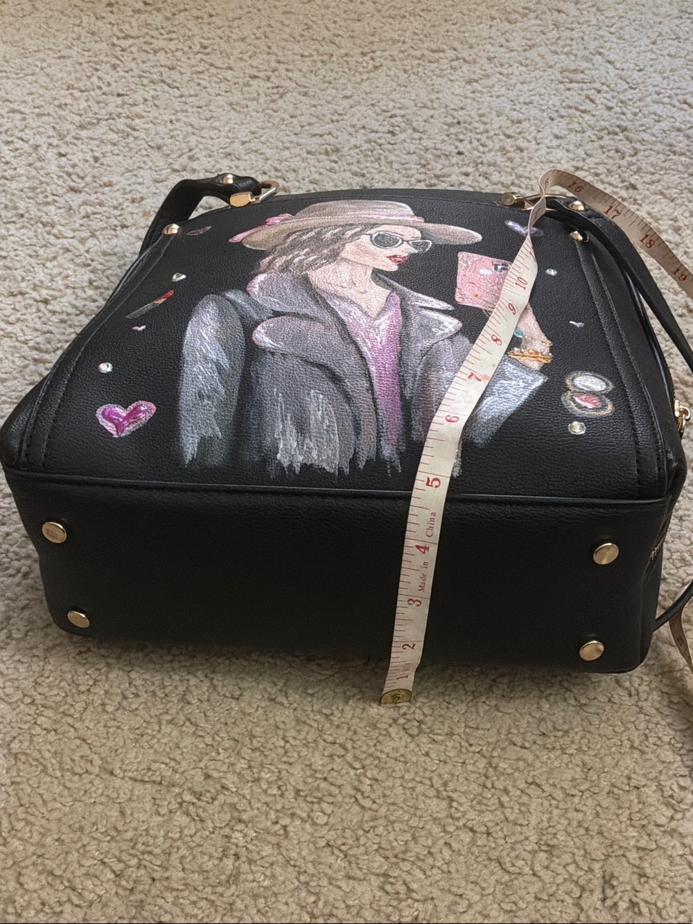 Black Hand-Painted Fashionista Crossbody Bag - Picture 5 of 16